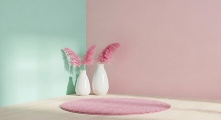 A soft and calming interior decor setup illustration