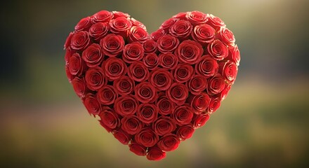 A heart shaped bouquet of red roses illustration