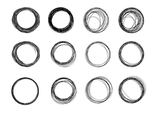 Set of Hand Drawn Scribbled Circles