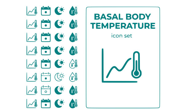 Basal Body Temperature BBT-Chart Temperature-Graph Basal-Temp Morning-Temperature Fertility-Temperature BBT-Tracking Vector Icon Set - BBT Tracking