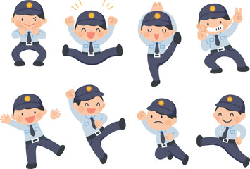 男性警備員のイラストセット