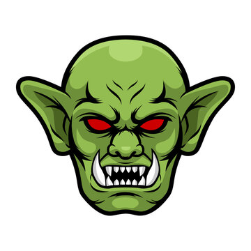 angry goblin head vector illustration