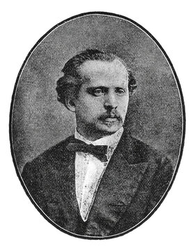 Nikolai Rubinstein (1835&ndash;1881), Russian pianist, conductor, and founder of Moscow Conservatory, shown with musical bearing, old vintage illustration, 1895.