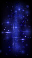 Abstract Digital Technology Background with Glowing Blue Circuit Lines and Data Flow Particles
