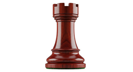 Wooden chess rook piece isolated PNG, brown castle tower for board game strategy and design element on transparent background © Dan