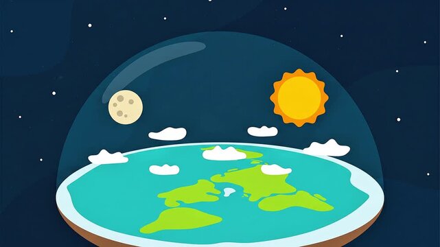 rotating flat earth map under a dome perfect for conspiracy theory literature