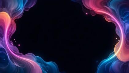 Circle Banner with Vivid Gradient on Black Background Vector Set Abstract Fluid Neon Shapes for Banners and Covers