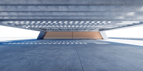 3d rendering modern architecture concrete space with transparent background