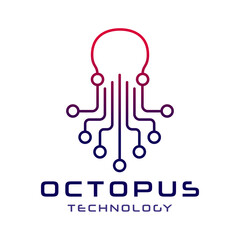 technology vector octopus line logo