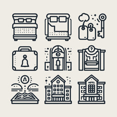 Icon set Hotel elements icon set vector