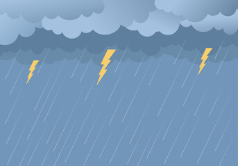 dark cloud background rain and lightning vector