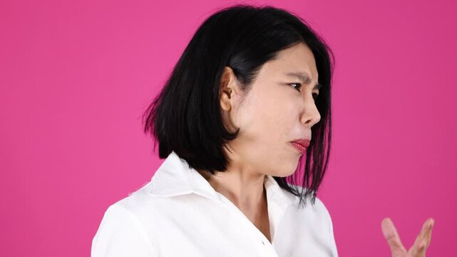 Woman Expressing Emotions and Gesturing While Talking in Profile