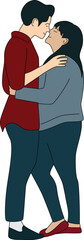 Obraz premium Couple Affectionate Partners Flat Illustration