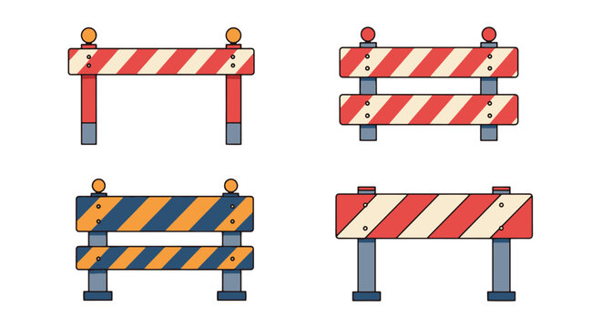 Barricade Line art color filled modern design