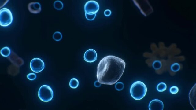 Dormant t-cells being activated by glowing keys and transforming into hunters attacking cancer cells concept of immunotherapy and cancer treatment