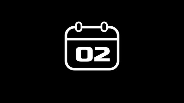 Daily Calendar Date icon isolated animation , Daily date 02 day text animation.Game concept icon animation.