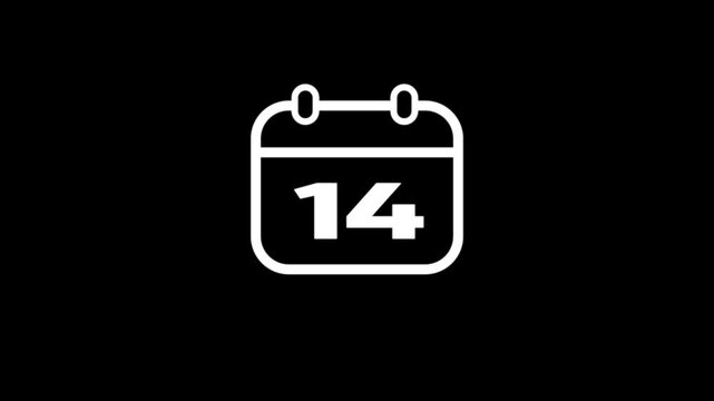 Daily Calendar Date icon isolated animation , Daily date 14 day text animation.Game concept icon animation.