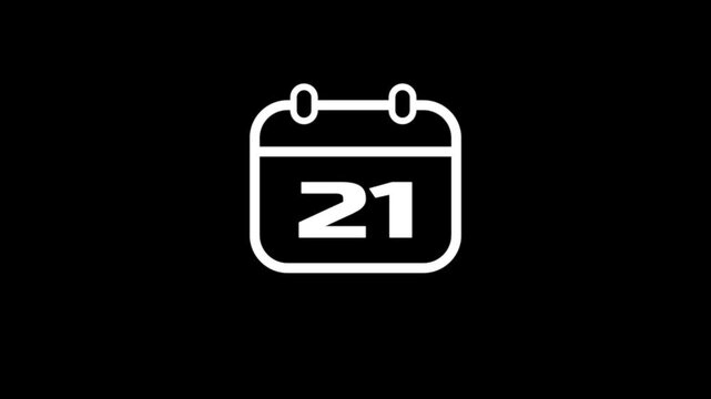Daily Calendar Date icon isolated animation , Daily date 21 day text animation.Game concept icon animation.