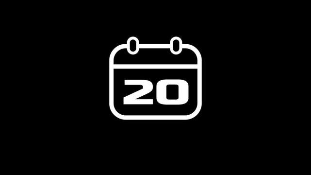 Daily Calendar Date icon isolated animation , Daily date 20 day text animation.Game concept icon animation.