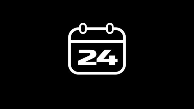 Daily Calendar Date icon isolated animation , Daily date 24 day text animation.Game concept icon animation.