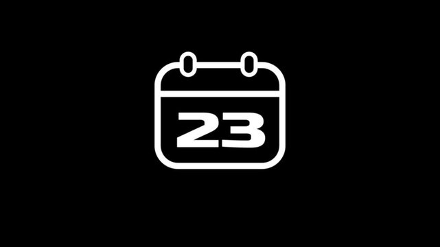 Daily Calendar Date icon isolated animation , Daily date 23 day text animation.Game concept icon animation.