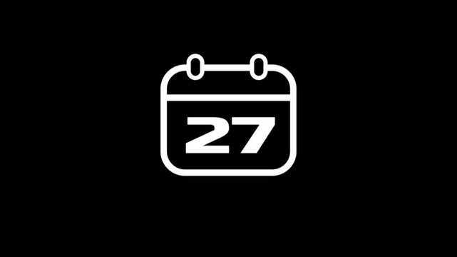 Daily Calendar Date icon isolated animation , Daily date 27 day text animation.Game concept icon animation.