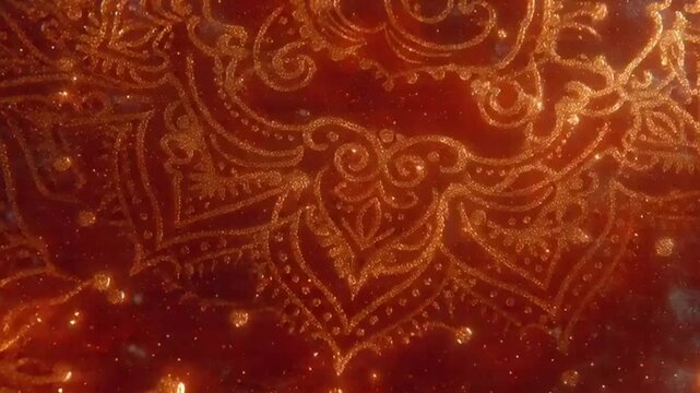 Intricate golden patterns on fabric.