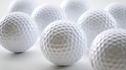 dimple. Multiple golf balls arranged in a detailed pattern on a white surface. product launch decks, UI/UX mockups, designed for data visualization dashboards and holographic UIs.