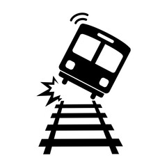 train crash icon falling off the rails flat style