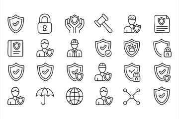 Fototapeta premium Security and privacy outline icons for business