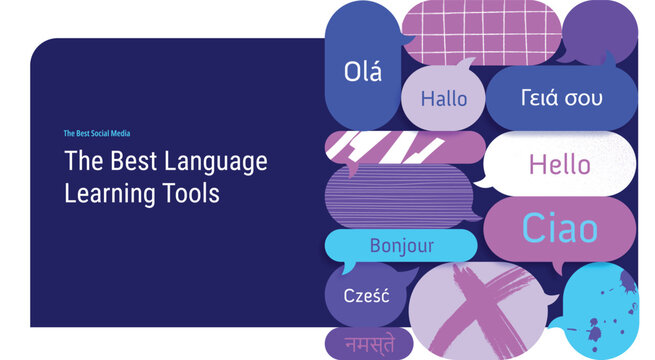language learning banner background, learn foreign language online, speak fluently in international languages. poster, booklet, brochure, flyer, ad for children kids teen teenager school lesson class