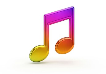 Three dimensional musical eighth note rendered with vibrant metallic gradient coloration