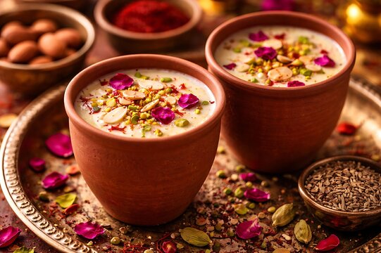 Traditional bhang thandai lassi for Holi Rangpanchami celebration