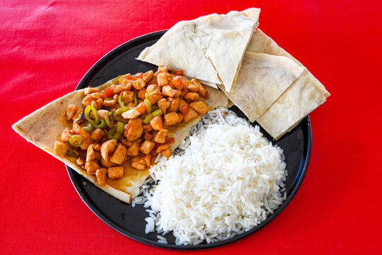 Traditional delicious Turkish food; Turkish style rice pilaf (Turkish name; Arpa sehriyeli. tavuklu, kuru fasulyeli, pirinc pilavi). Cigerli, kavurmali, tereyagli nohut pilav. Pilavustu kuru fasulye.