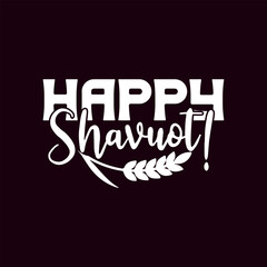 Happy Shavuot lettering with wheat sprig on burgundy background