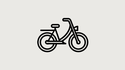 Fototapeta premium A simple, black line art illustration of a bicycle on a light beige background