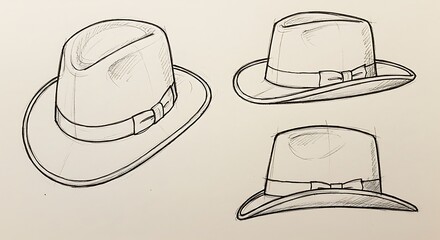 帽子デザイン画 三視点図