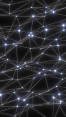 Fototapeta premium Soft glowing white nodes connected by fine lines, creating an elegant abstract grid reminiscent of digital networks and neural systems
