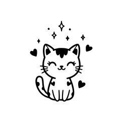 Joyful Kitten with Hearts and Sparkles