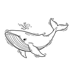 Whale Illustration with Heart Details