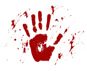realistic dirty bloody handprint with splatters © berkahjayamaterial