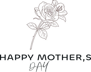 Mother's day greeting card with pink rose