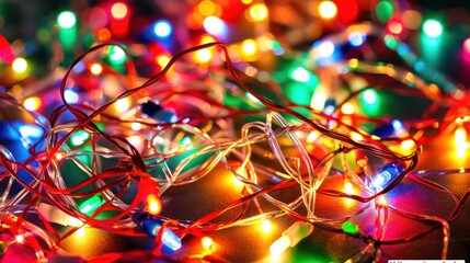 Colorful Christmas String Lights with Bright Vibrant Bokeh Effect