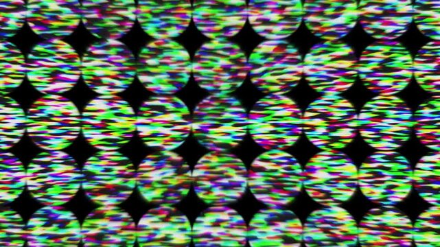 Abstract green and black camouflage circles grid, static noise glitch animation loop