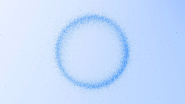 Blue digital particles forming abstract data orb with soft glow and smooth dispersion. Futuristic cloud computing concept, minimal technology background with modern digital structure and energy.