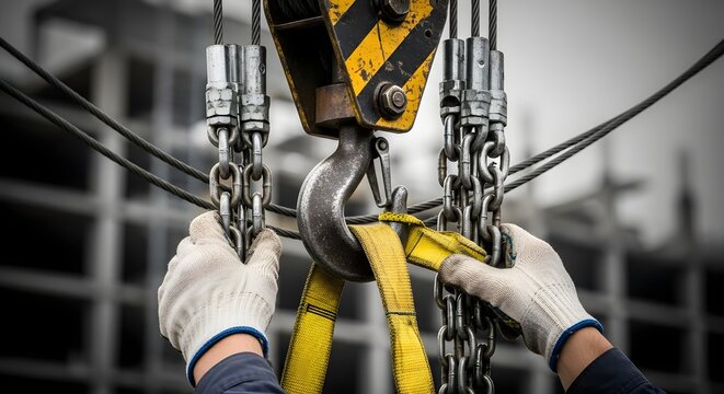 crane hook on a construction site