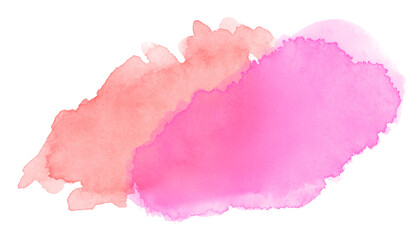 Vibrant pink and coral watercolor splash with soft edges and artistic texture