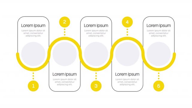 Travel assistance infographic 5 steps template animation. Safe journey. Sequence options HD video. Animated blank diagram visualization. Process layout empty design element. Motion graphics