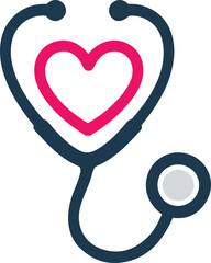 Stethoscope heart icon set for cardiology healthcare medical care and hospital design

