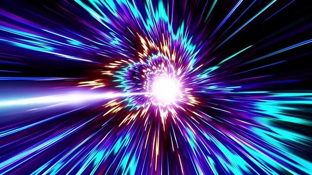 Abstract flight in space hyper jump 3d illustration